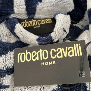 Roberto Cavalier Unisex Zebra Shawl Bathrobe Blue/Grey Size L - XL